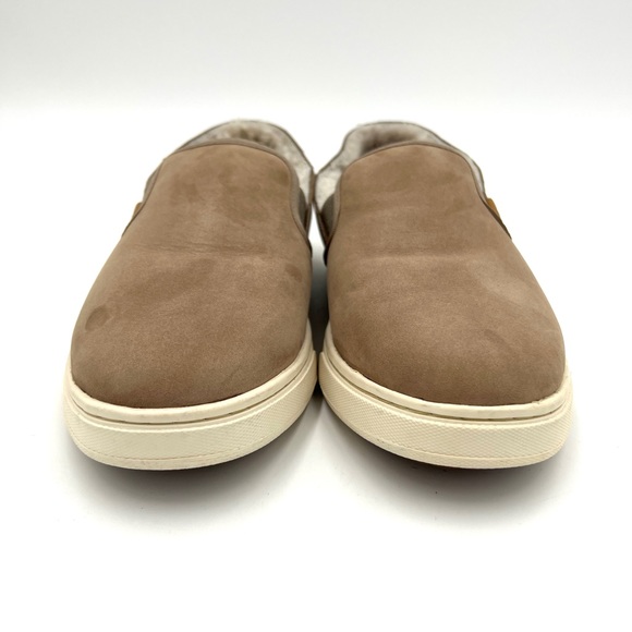 Olukai Pehuea Heu Taupe Leather Sherpa Lined Slip On Comfort Sneaker 6 - Picture 4 of 8